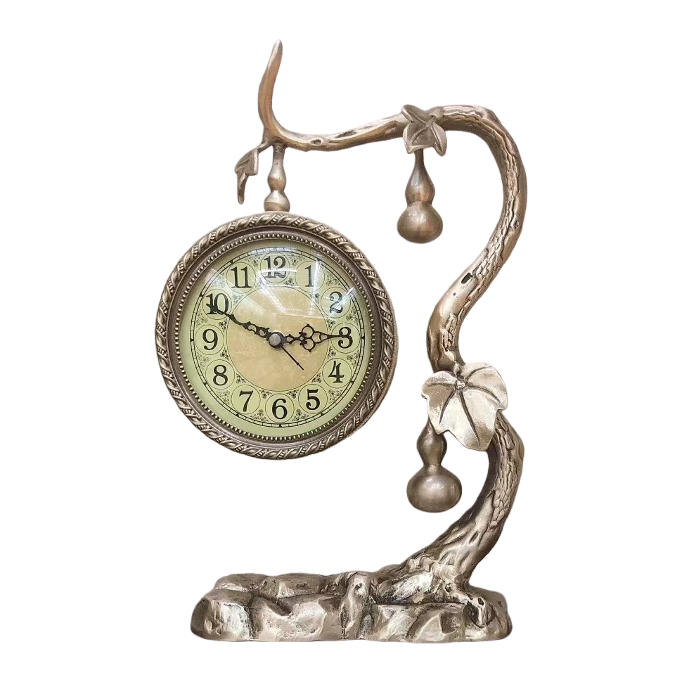 A golden gourd-shaped pendulum clock for living room decoration, a creative home clock Item Picture