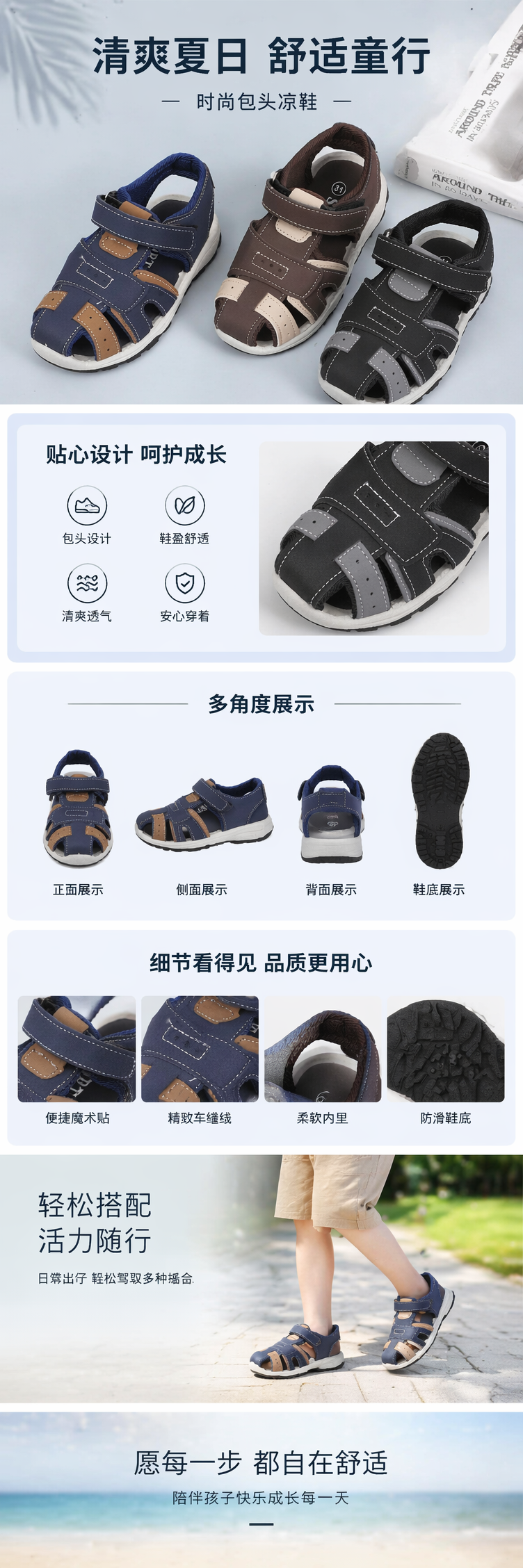 夏季凉鞋透气防滑宝宝学步沙滩鞋详情1