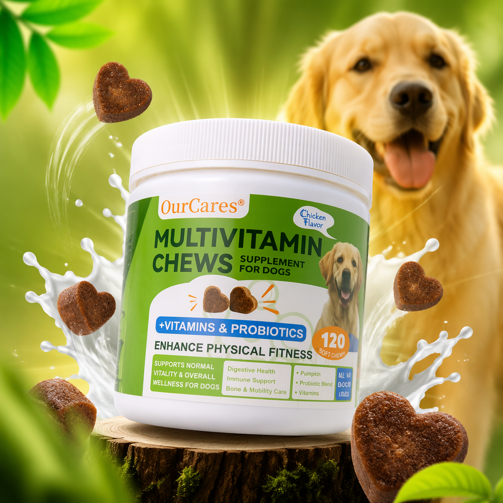 OurCares宠物多维软糖白色罐装绿色标签金毛犬图案MULTIVITAMIN CHEWS Specification image