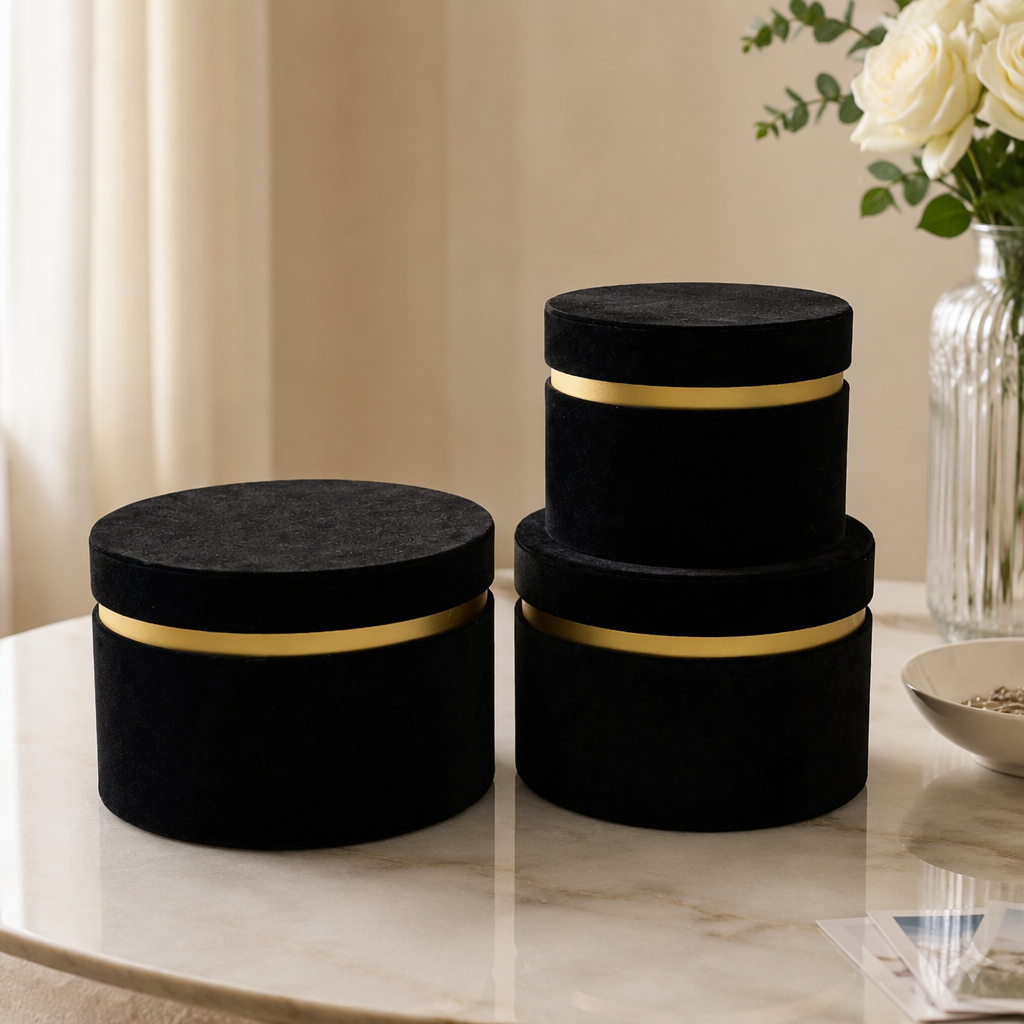 The black suede gift box set is a fashionable, simple and high-end gift packaging details Picture