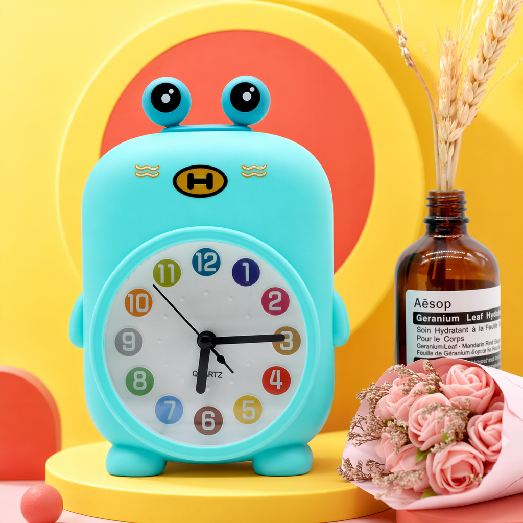 Blue frog-shaped creative alarm clock, silent bedroom bedside electronic clock Specification image