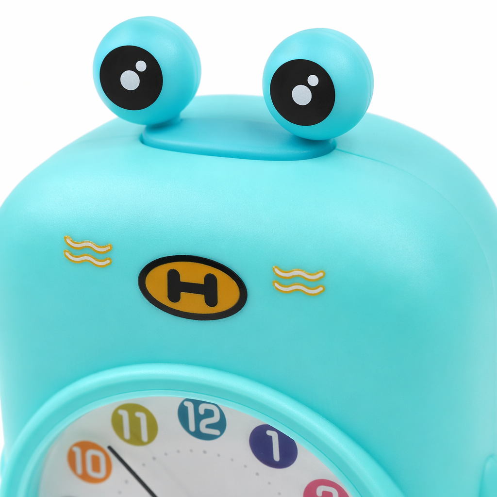 Blue frog-shaped creative alarm clock, silent bedroom bedside electronic clock Application Scenario