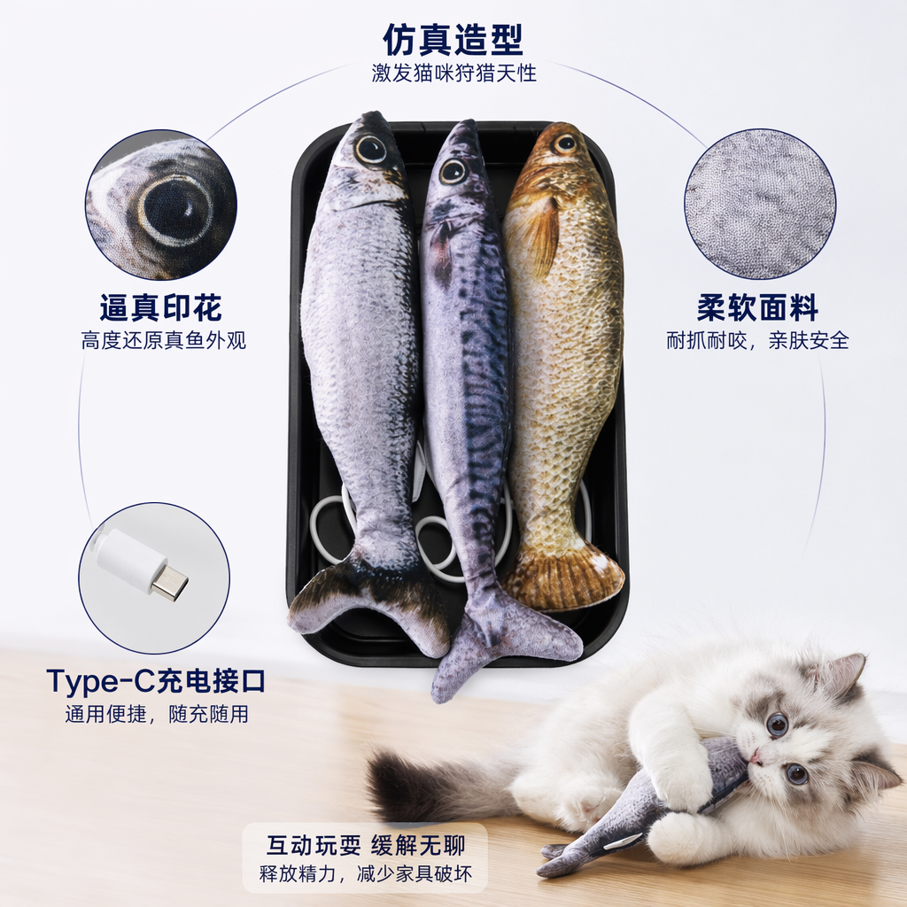 仿真小鱼造型宠物玩具逗猫玩具狗狗通用宠物用品