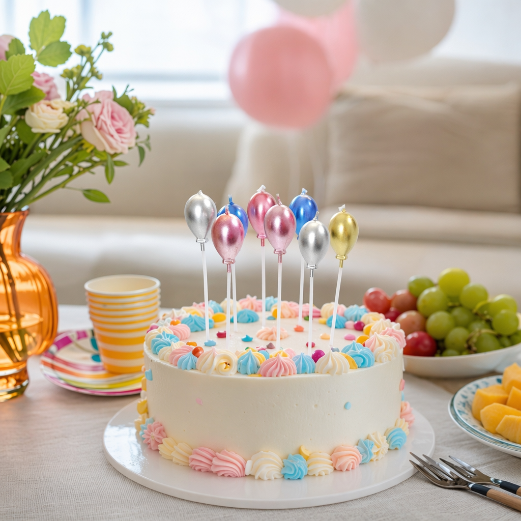 Colorful balloon-shaped candles, birthday party decoration candles, creative handmade candles details Picture