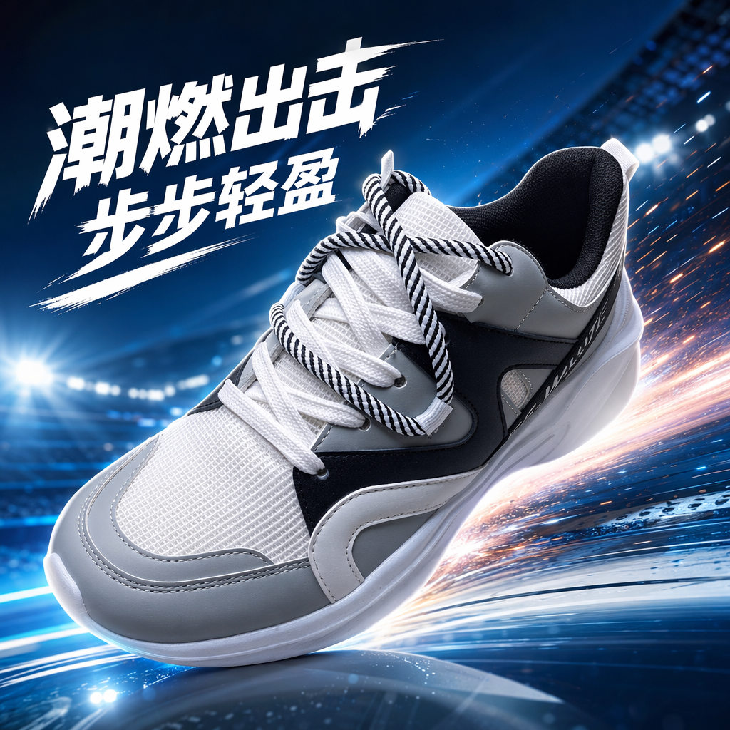 灰白黑拼色运动鞋 透气缓震轻便男女士休闲跑步鞋 Specification image