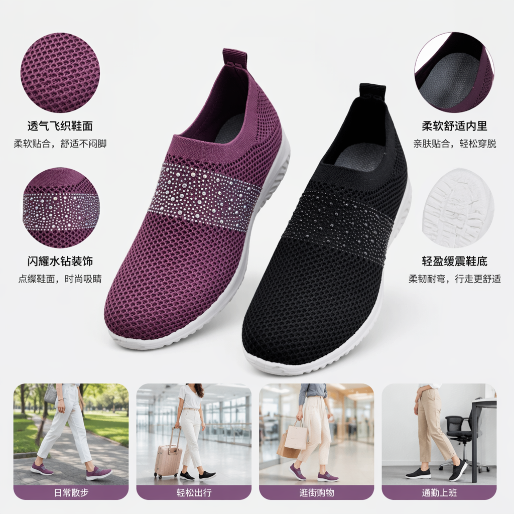Purple and black mesh casual shoes are breathable, lightweight and suitable for both men and women