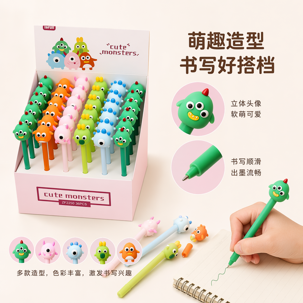 Colorful cartoon monster-shaped pens, cute and creative children's writing tools