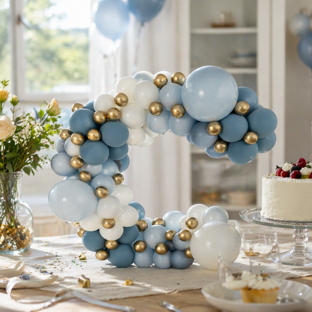 Blue and white gold balloon decoration set for wedding and birthday party decoration supplies details Picture