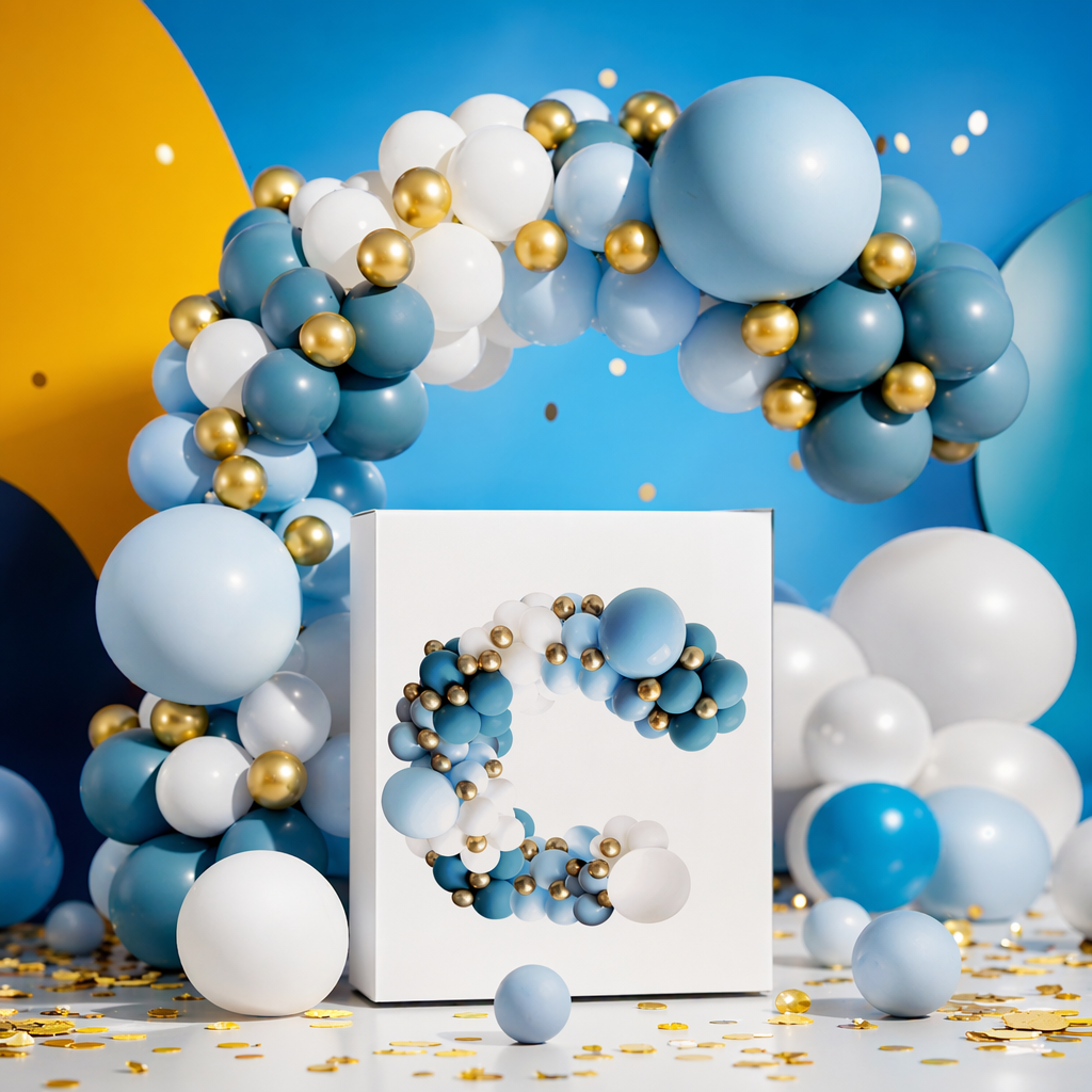 Blue and white gold balloon decoration set for wedding and birthday party decoration supplies Specification image
