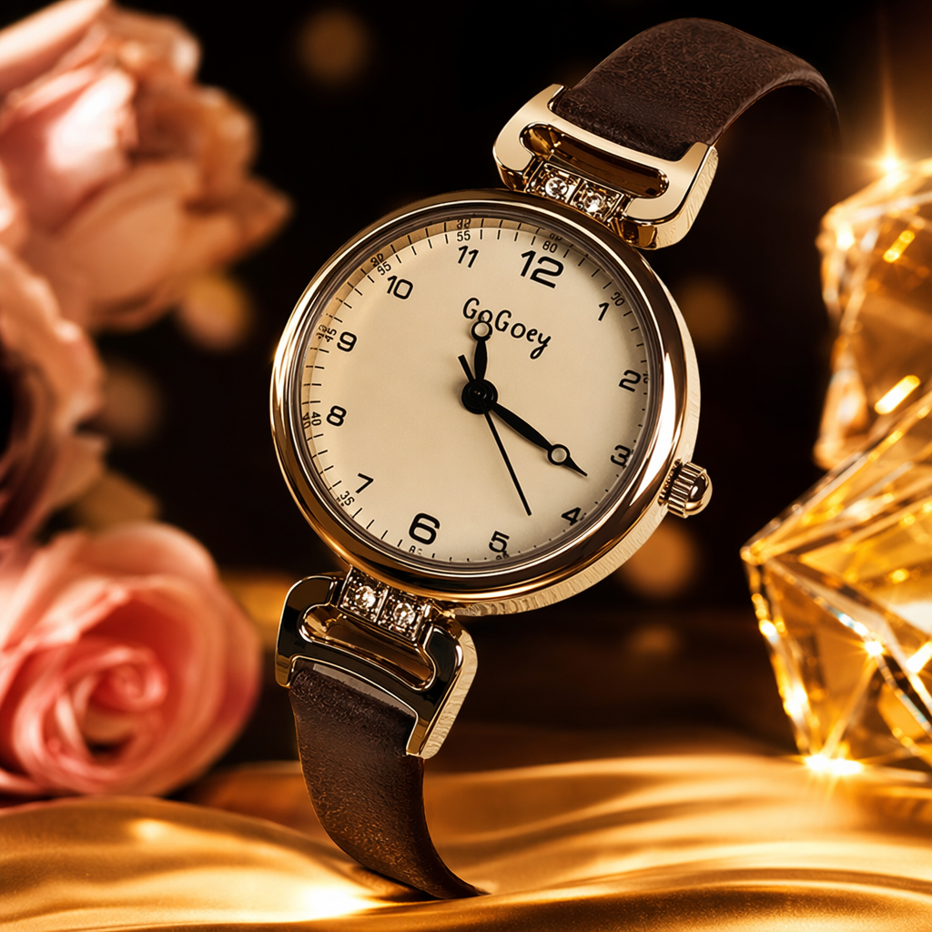 ساعات الرجال الميكانيكية للذكور ذات القشرة الذهبية ذات القالب البني Specification image