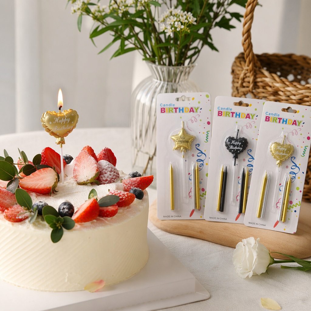 Colorful packaged birthday candle set, children's party decoration candle gift box details Picture