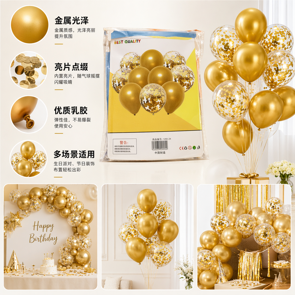 金色气球派对装饰用品婚礼生日庆典通用
