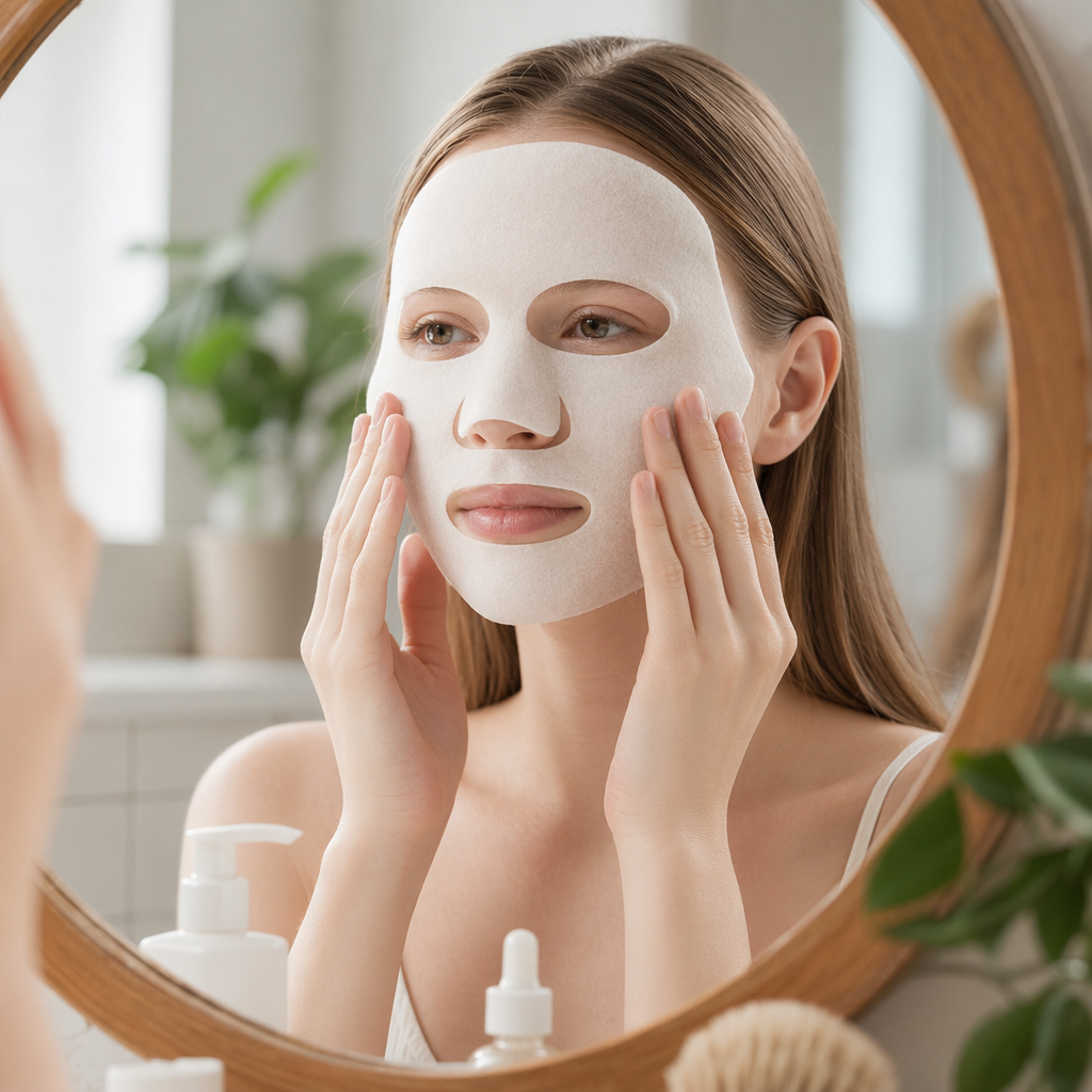 The white mask paper made of non-woven fabric adheres closely to the skin, moisturizing, hydrating, brightening and refreshing details Picture
