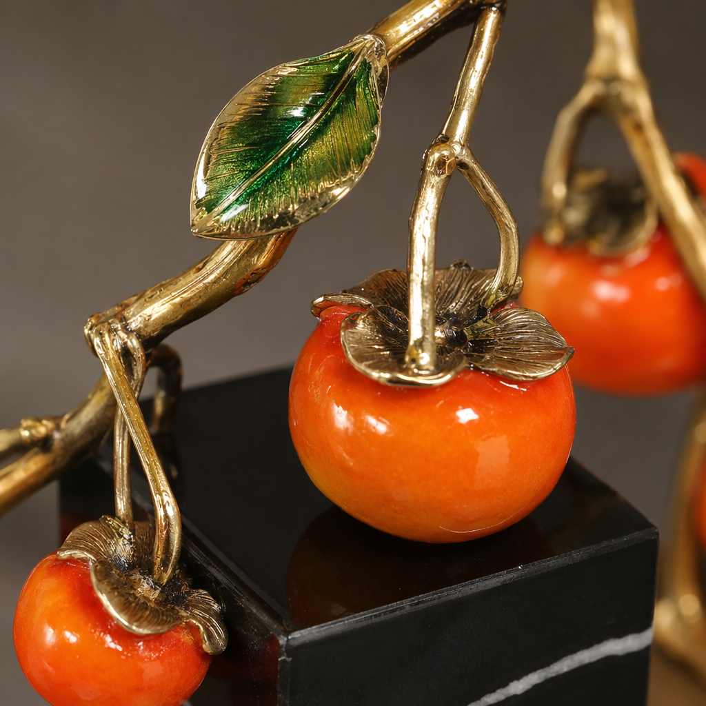 Colorful bird-perch, branch and fruit ceramic ornaments for home decoration, living room and study desktop display Application Scenario