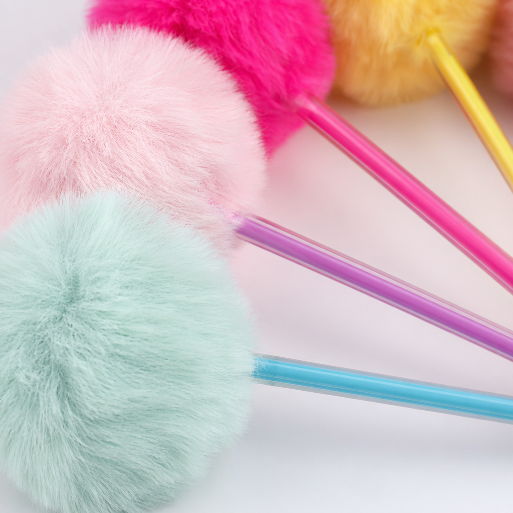 Colorful plush ball creative fun pen, cute decorative pen for student office writing Application Scenario