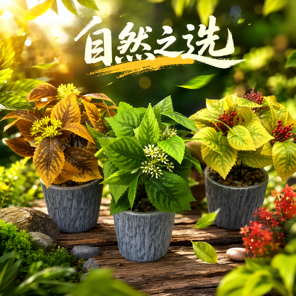 三盆仿真绿植盆栽细节图