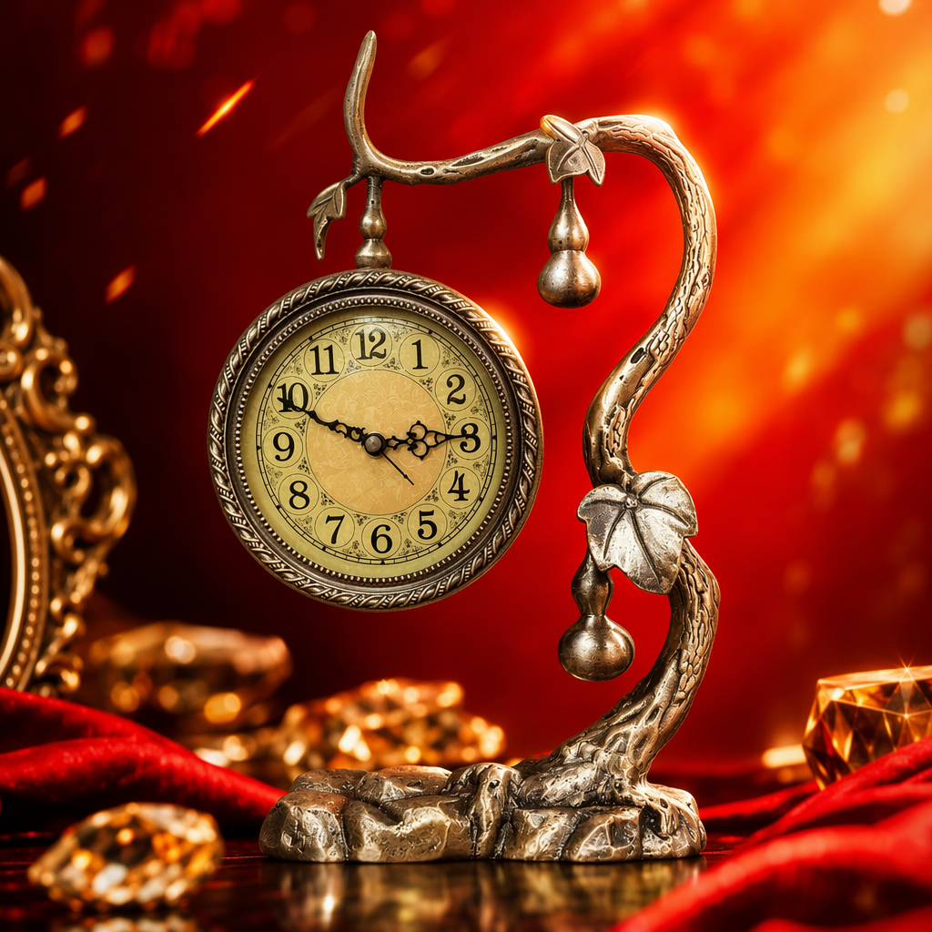 A golden gourd-shaped pendulum clock for living room decoration, a creative home clock Specification image