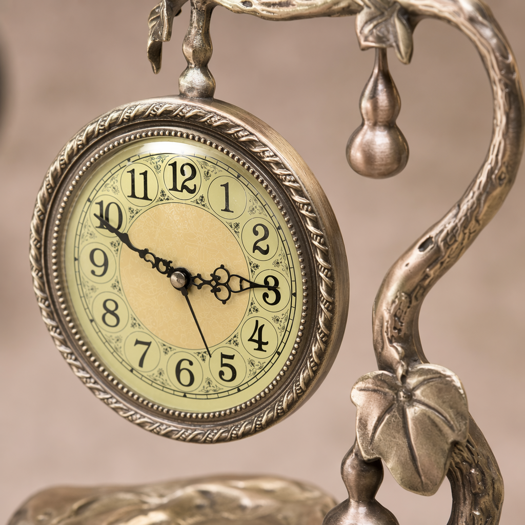 A golden gourd-shaped pendulum clock for living room decoration, a creative home clock Application Scenario