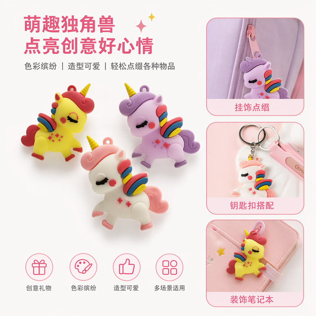 彩色独角兽摆件客厅装饰创意家居摆设