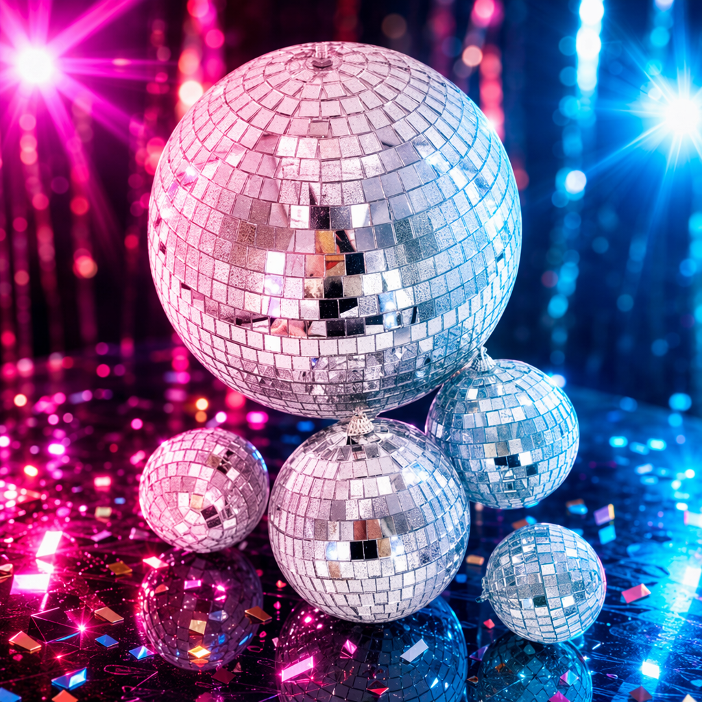 مرآة الفضية Disco Diisco، تدوير الانعكاس للتزيين أضواء الجو في حفلة المهرجان Specification image