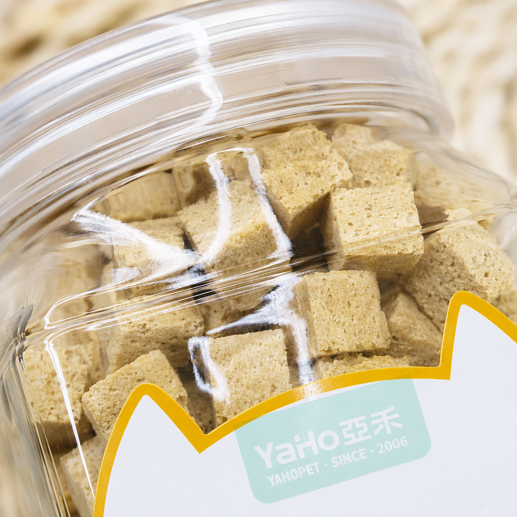 HO Fresh transparent glass canned pet snacks with chicken and pumpkin bits for intestinal peristalsis and defecation -36℃ low temperature for freshness preservation Application Scenario