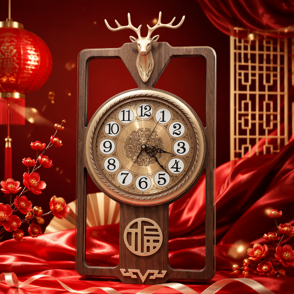 A golden deer head decorated wall clock for the living room and bedroom, a simple Nordic wall-mounted clock Specification image