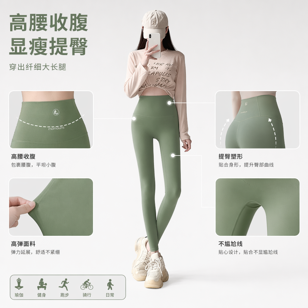 卡绿色3D蜻蜓图案休闲裤