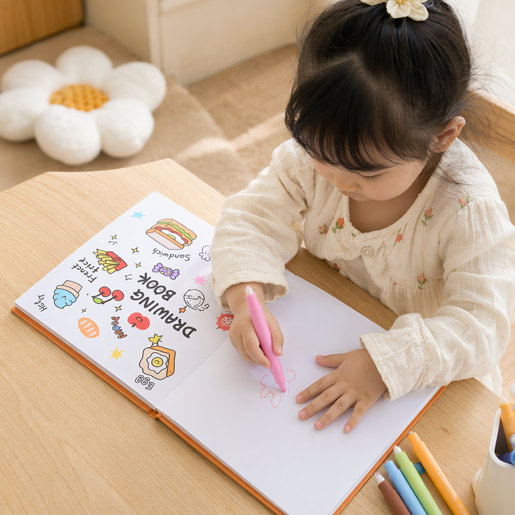 A white cover cartoon food pattern drawing book details Picture