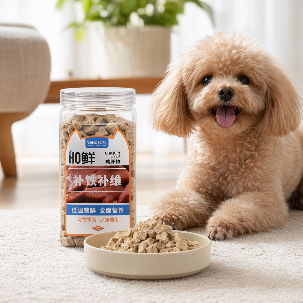HO Fresh transparent plastic bottle, cat ear label, freeze-dried chicken liver snacks, iron and vitamin supplement -36℃ low temperature for freshness lock details Picture