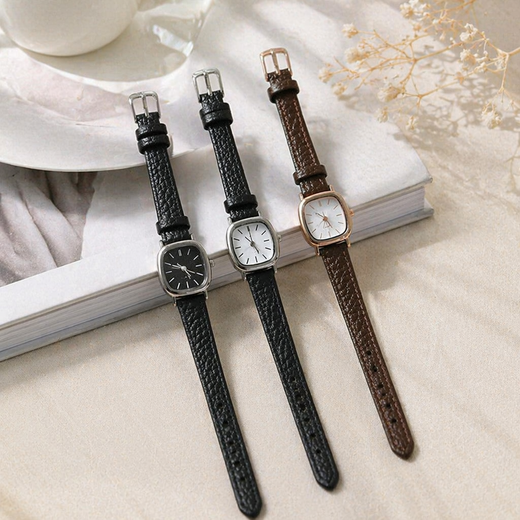 Four genuine leather strap watches are unisex, light luxury, business and casual, and can be changed details Picture