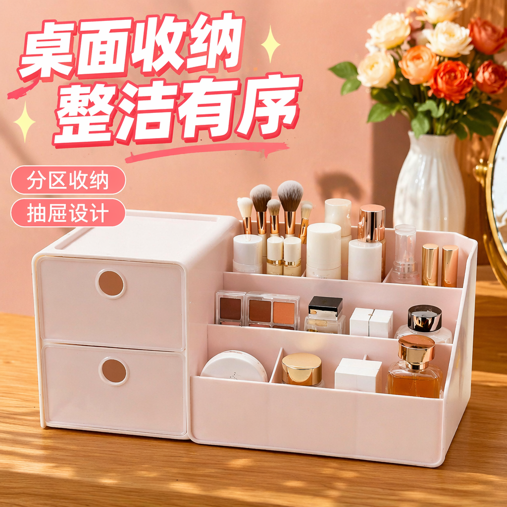 粉色收纳盒细节图