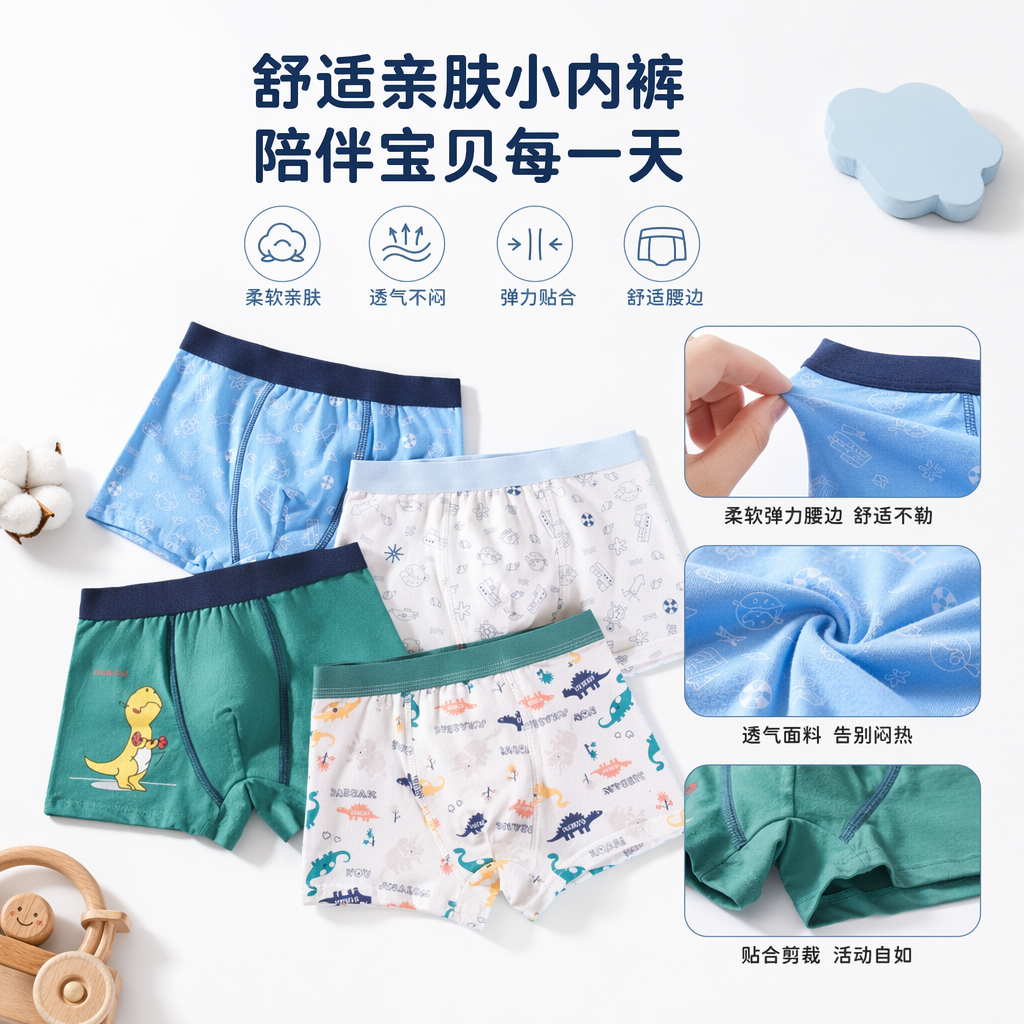 彩色儿童内裤套装纯棉舒适透气多色可选