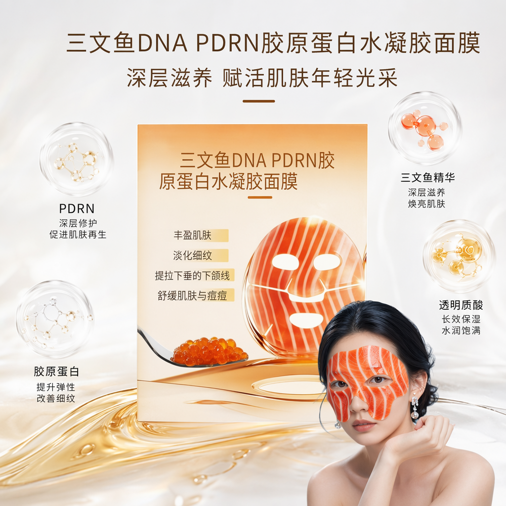 橙色三文鱼纹理面膜贴女性面部专用补水保湿