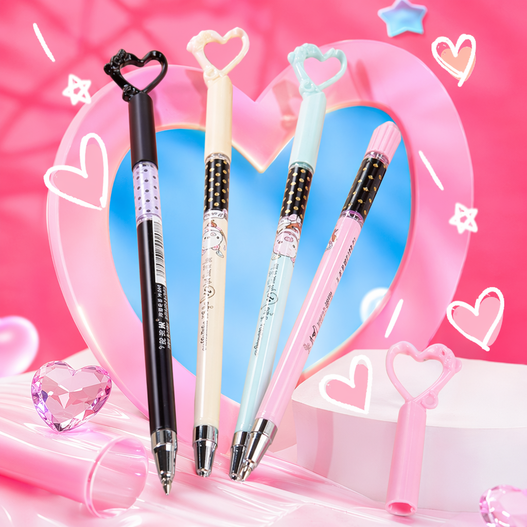 Colorful heart-shaped pendant pen, creative student stationery, cute decorative writing tool Specification image