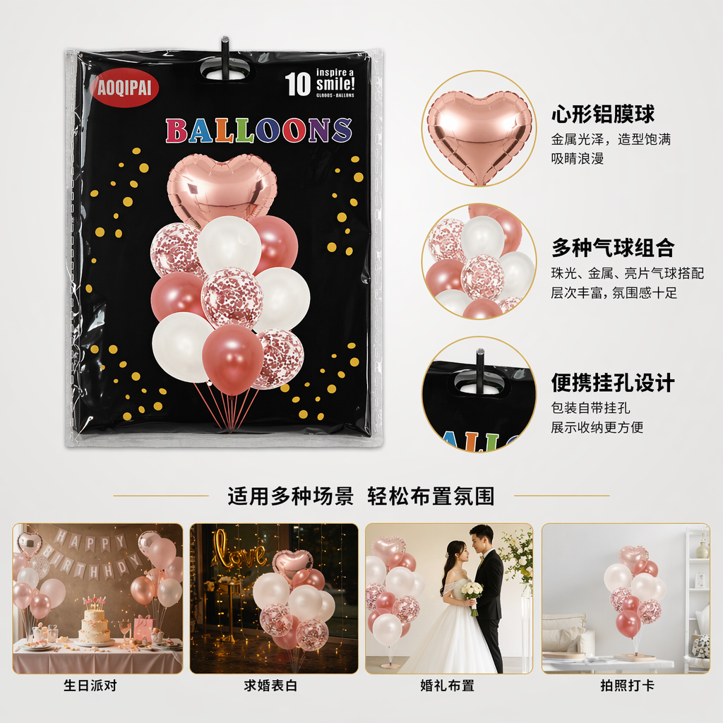黑色气球包装袋 加厚防漏密封可重复使用