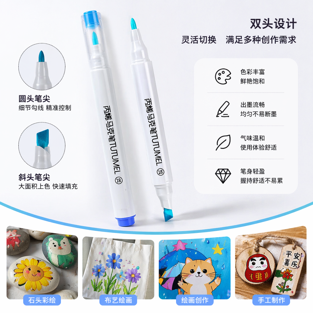 彩色荧光笔套装 12色可擦洗马克笔学生文具办公用品图