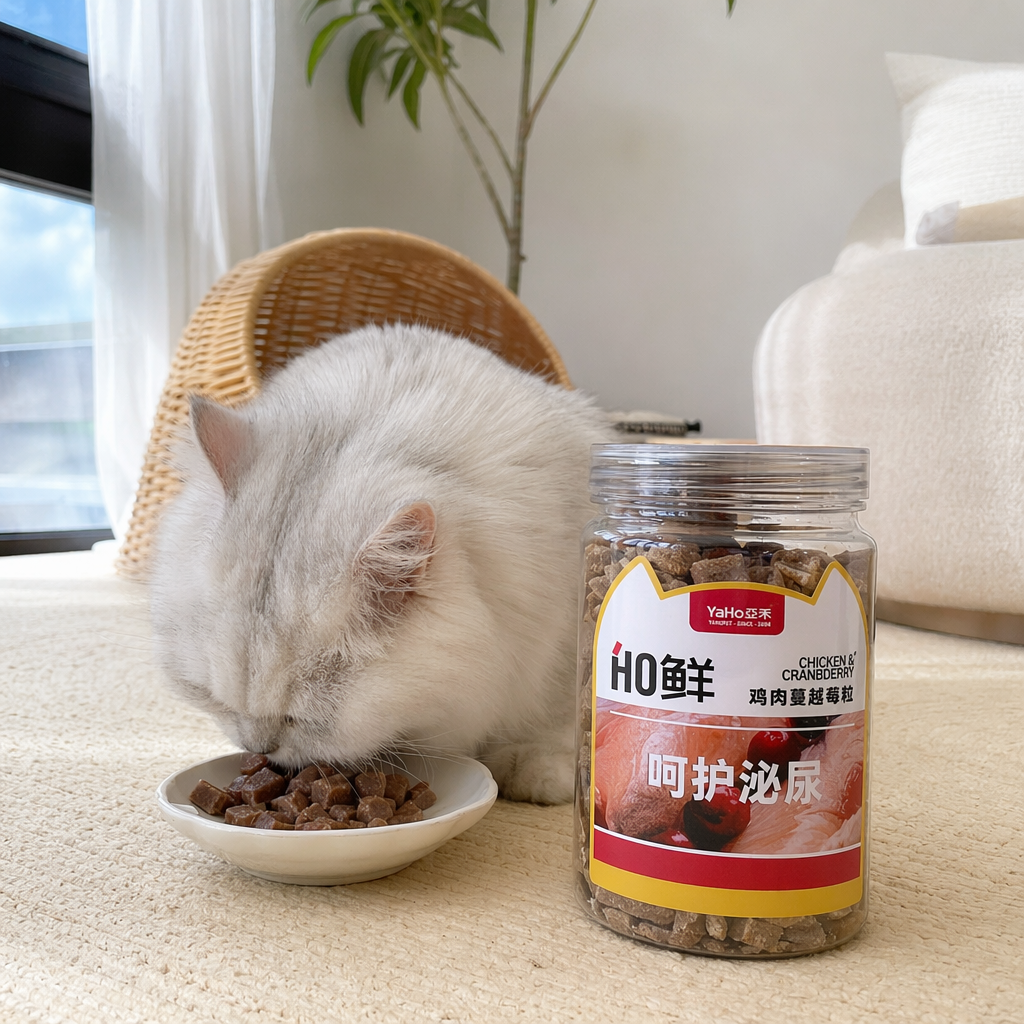 YaHo亚禾HO鲜鸡肉蔓越莓粒宠物零食透明玻璃罐装-36℃低温锁鲜无谷配方 details Picture