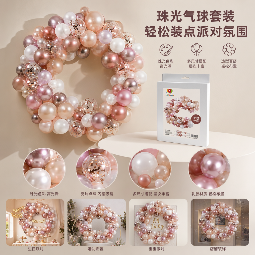 Beige packaging box balloon decoration set for wedding and birthday party decoration supplies