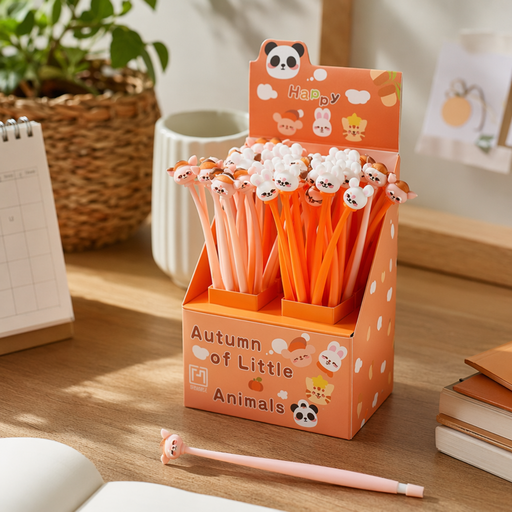 Orange cartoon animal-shaped pen student stationery, fashionable, cute and simple style details Picture
