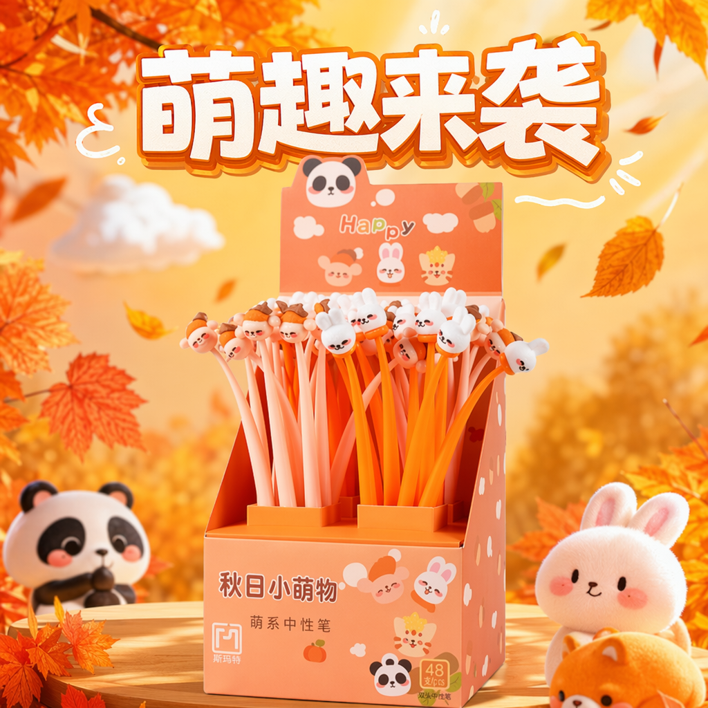 Orange cartoon animal-shaped pen student stationery, fashionable, cute and simple style Specification image