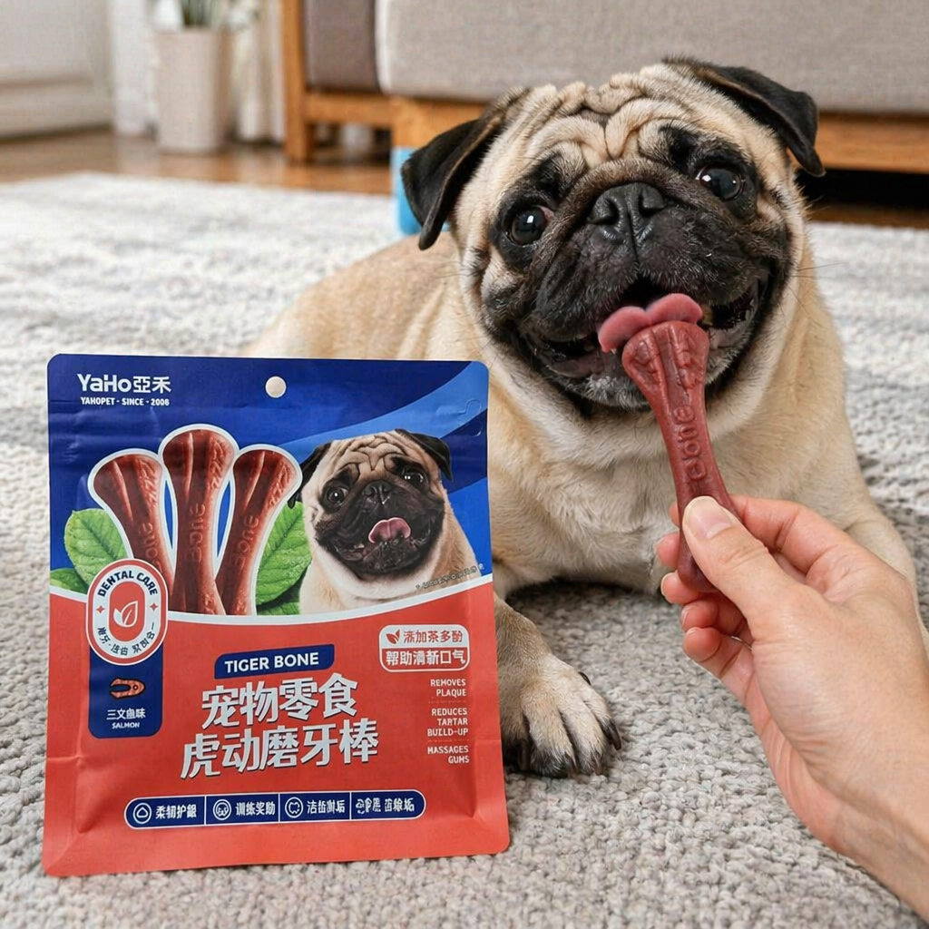 Tiger Motion blue and red packaging pet snack teething sticks details Picture