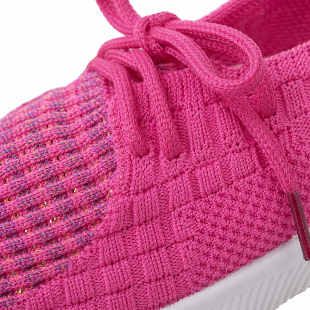 Pink knitted sports shoes for women, breathable, lightweight and casual running shoes Application Scenario