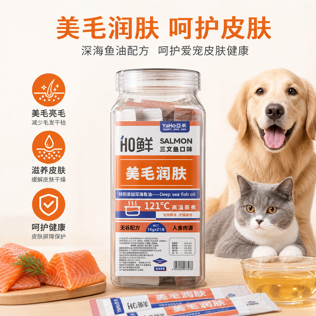 三文鱼口味宠物零食 猫狗条 美毛润肤121°C高温蒸煮