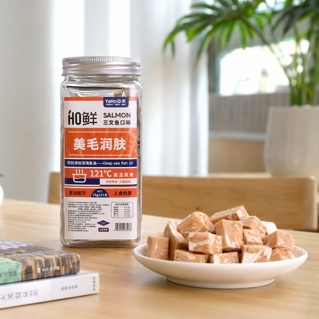 Salmon-flavored pet snacks, cat and dog strips, beautifying hair and moisturizing skin, steamed at 121°C details Picture