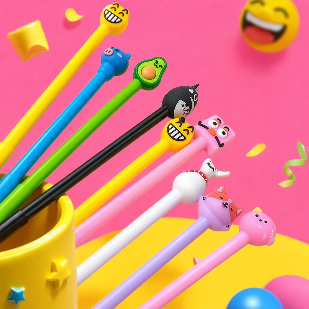 Colorful cartoon pen caps, stationery pen sets, cute student creative pen accessories Specification image