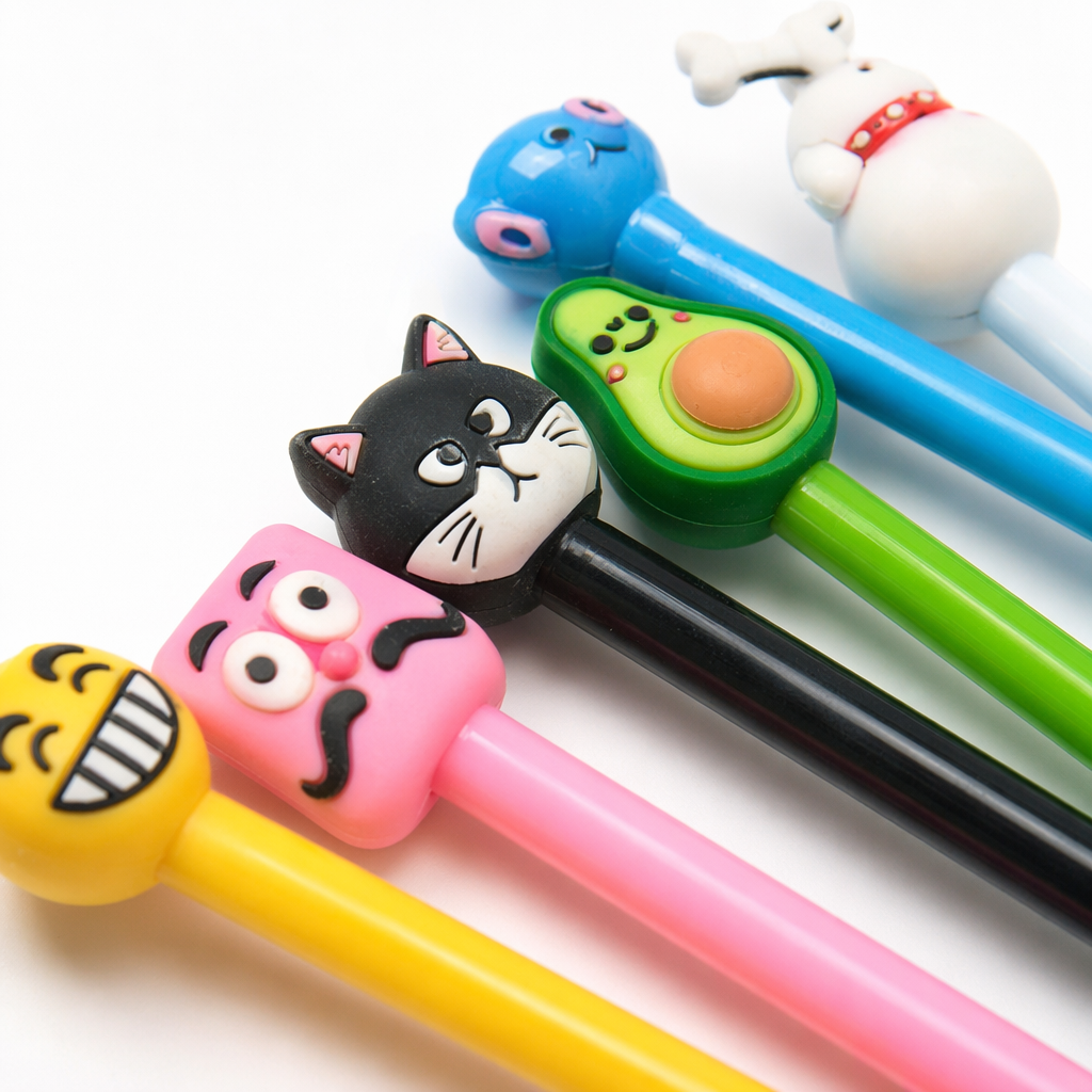 Colorful cartoon pen caps, stationery pen sets, cute student creative pen accessories Application Scenario