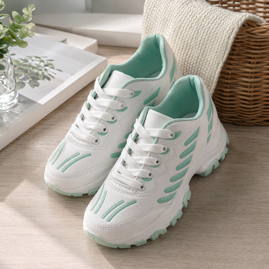 White sports shoes, breathable and lightweight, men's and women's casual running shoes details Picture