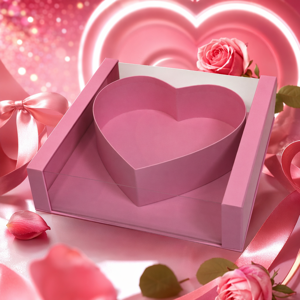 Pink heart-shaped gift box with candies and chocolates for Valentine's Day and birthdays Specification image