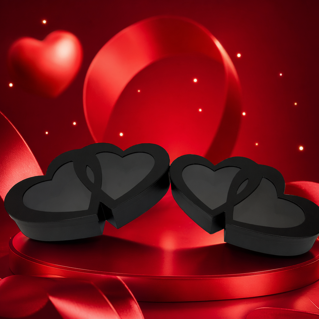 Black heart-shaped gift box made of velvet for festival gifts Specification image