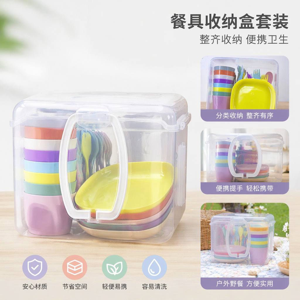 彩色儿童餐具套装 安全硅胶宝宝吃饭碗勺叉杯四件套